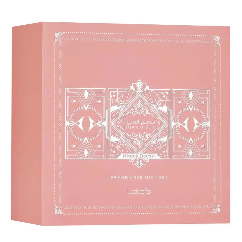 Badee Al Oud Noble Blush Gift Set 100ml + 12ml + Hair mist Lattafa